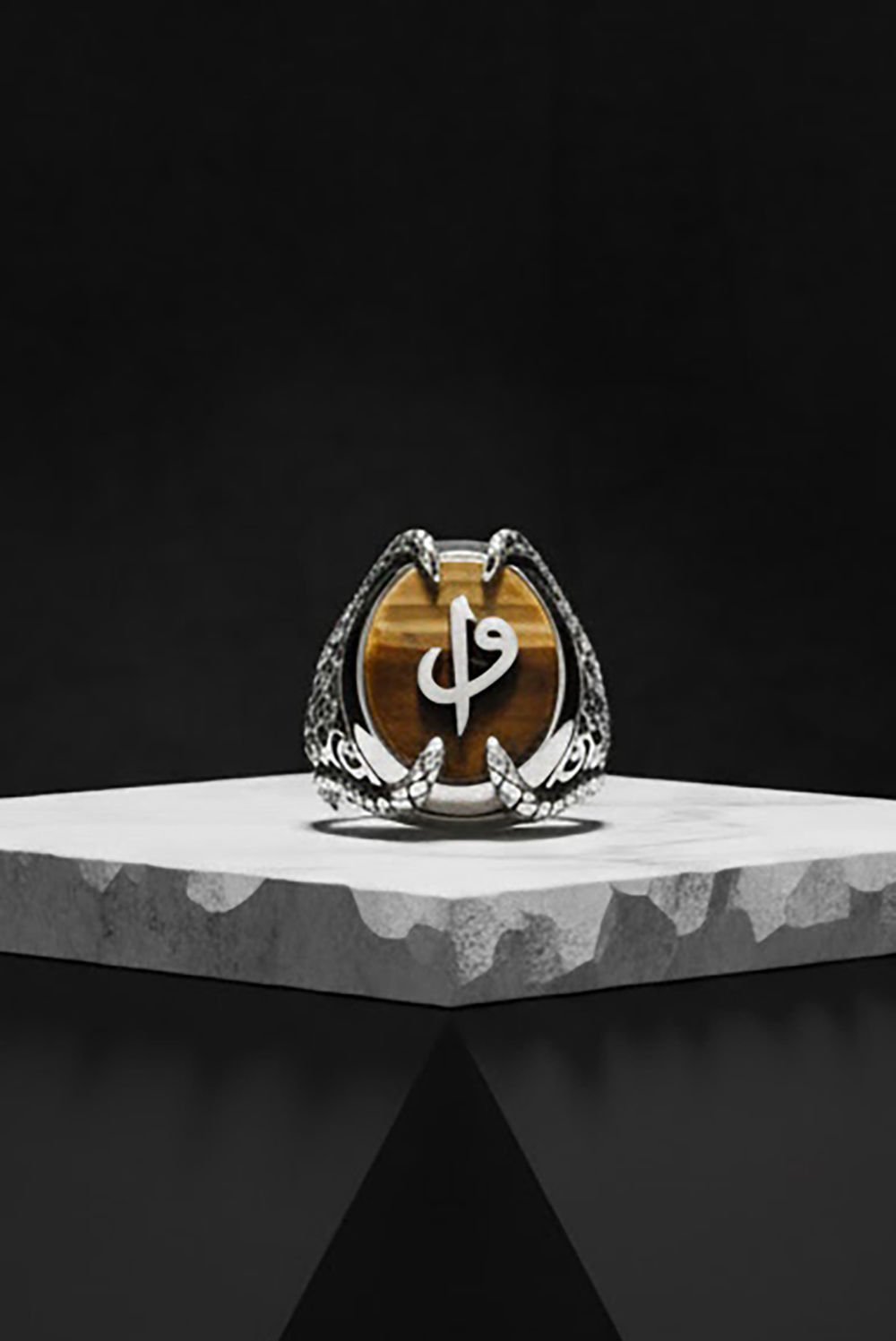 Pençe Model Kaplangözü Taşı Üzerine VavElif Yüzük
