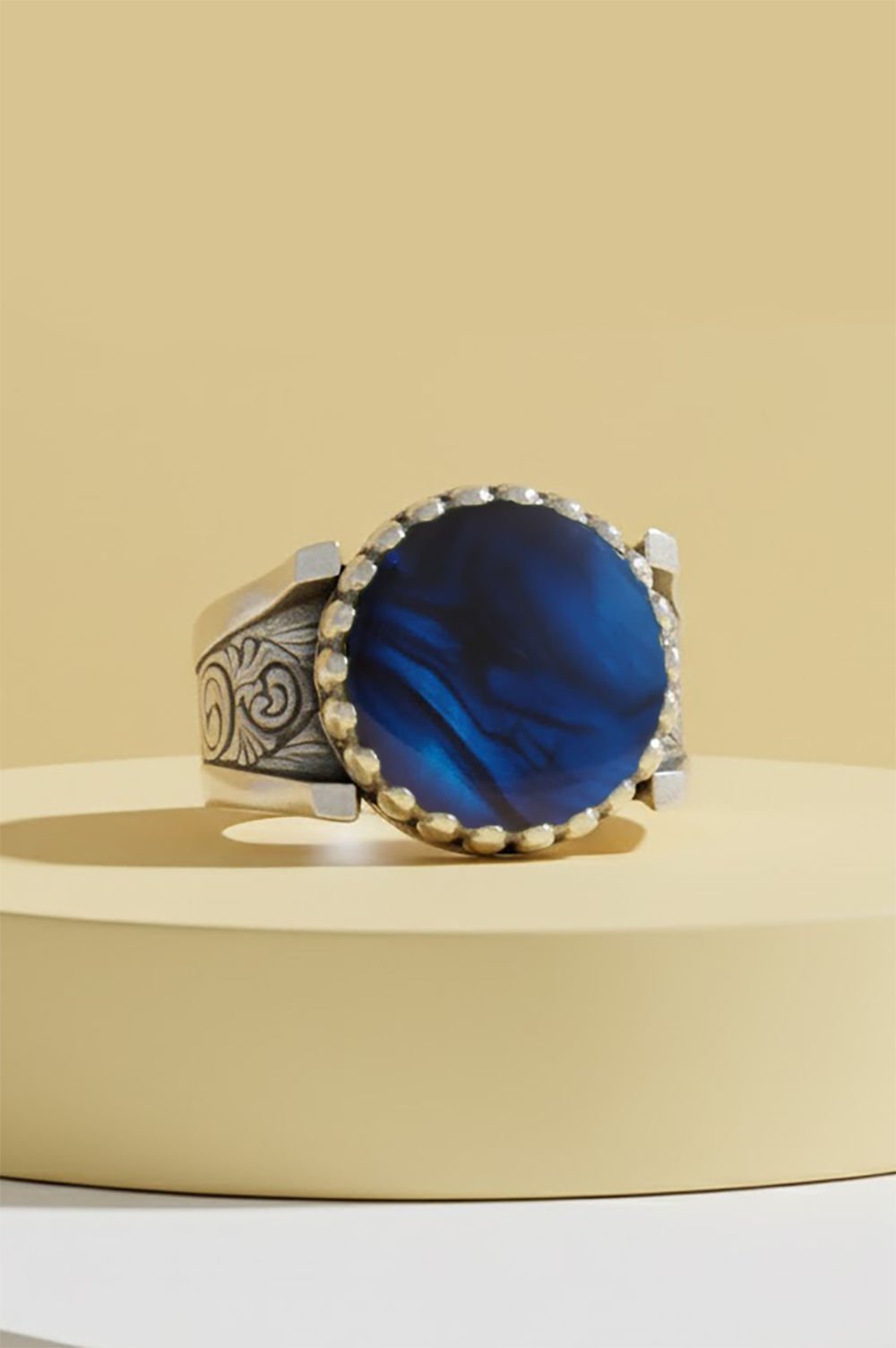 Okyanus Sedefi Taşlı Payidar Model Gümüş Yüzük