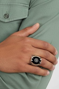 Pençe Model Oniks Taş Üzerine Devlet Arması Yüzük
