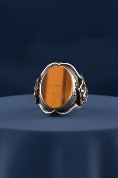 Küçük Boy Zambak Kaplangözü Taşlı Gümüş Yüzük