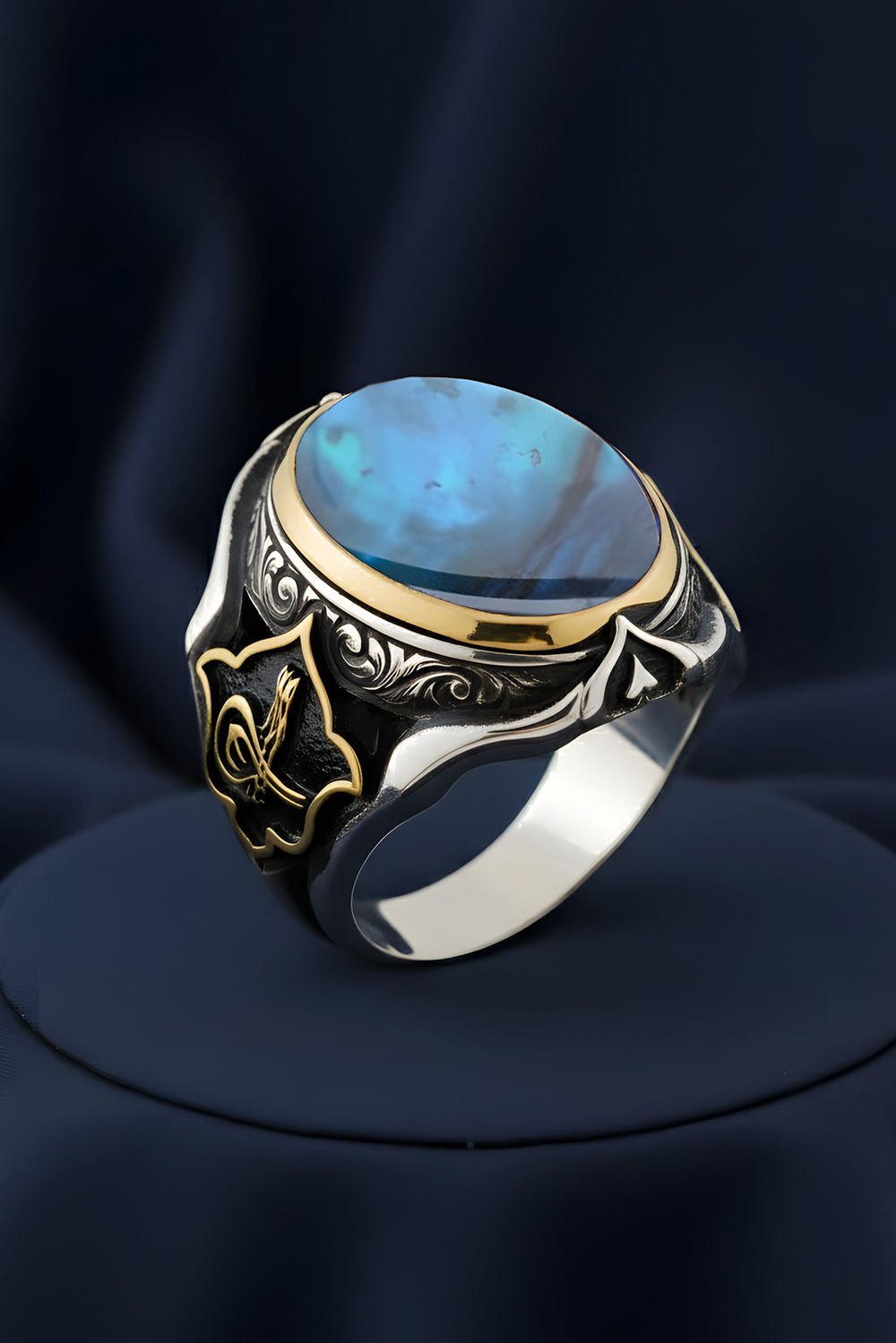 Küçük Boy Zambak Okyanus Sedefi Taşlı Yüzük