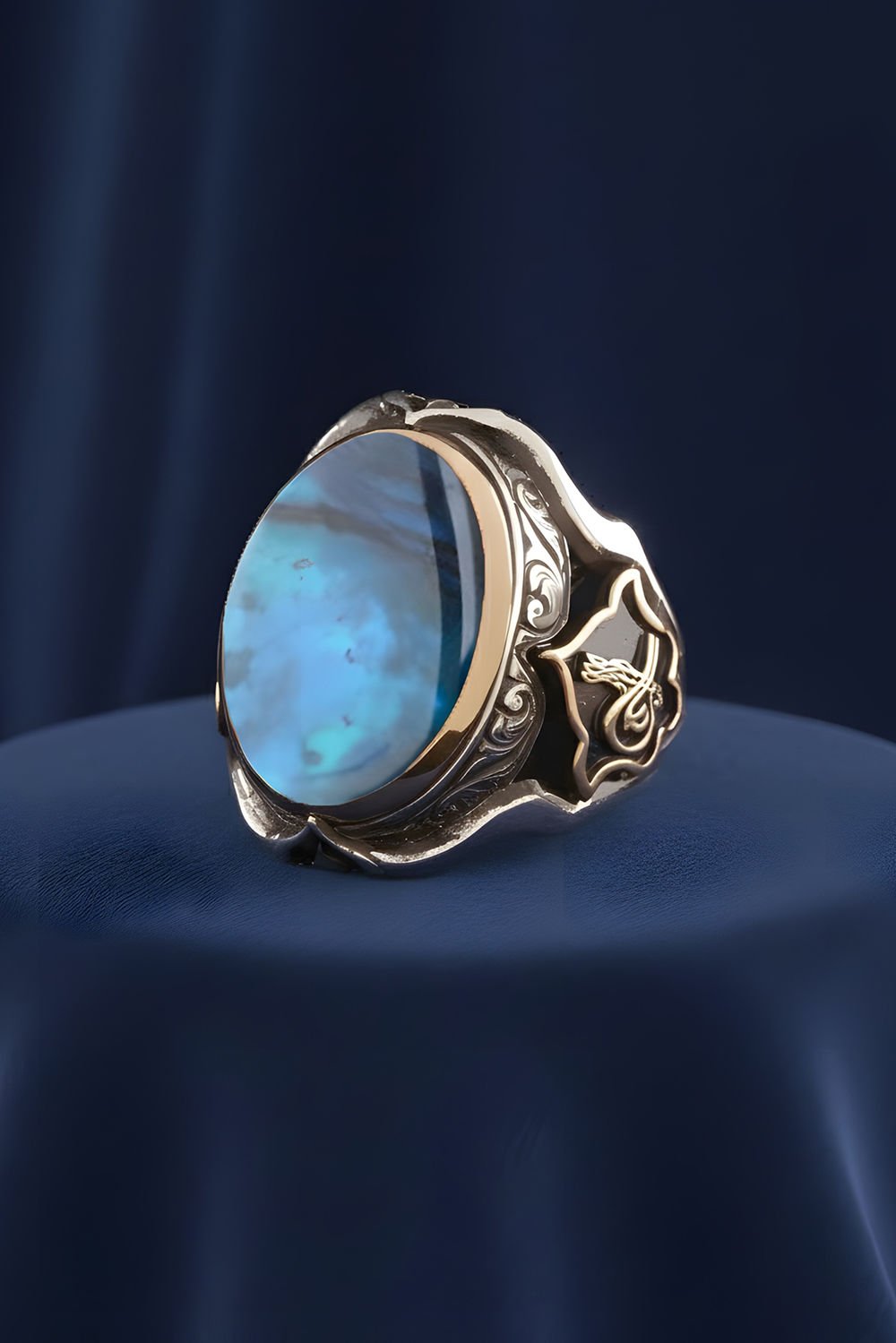 Küçük Boy Zambak Okyanus Sedefi Taşlı Yüzük