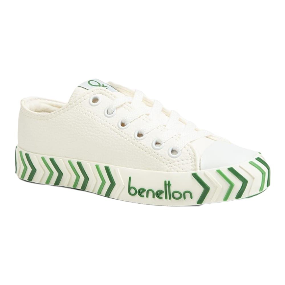 Benetton BN-30723 Beyaz-Yeşil Kadın Spor Ayakkabı