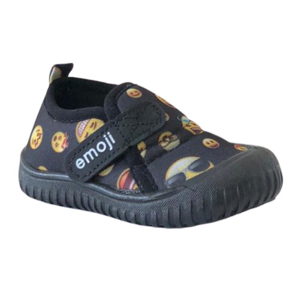 Gezer Emoji Siyah Çocuk Kreş/Anaokulu Yazlık Panduf