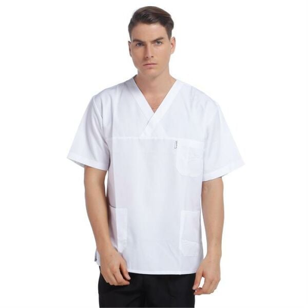 V Yaka Ceket Kısa Kol Beyaz