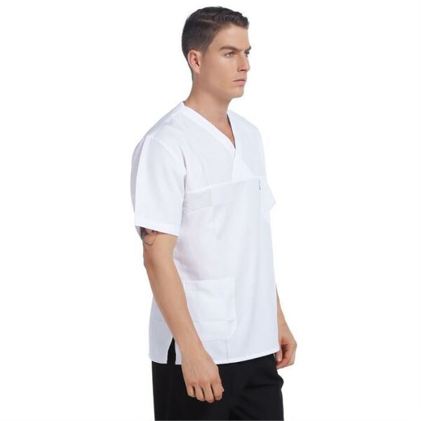 V Yaka Ceket Kısa Kol Beyaz