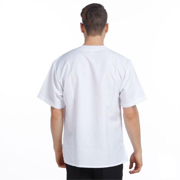 V Yaka Ceket Kısa Kol Beyaz