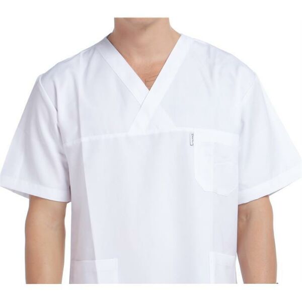 V Yaka Ceket Kısa Kol Beyaz