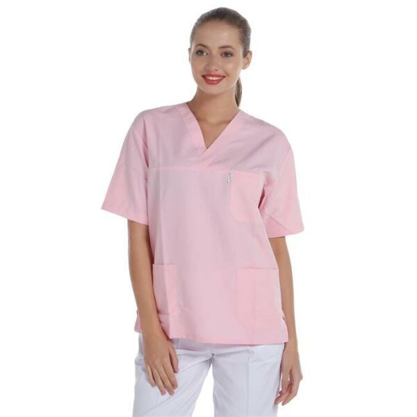 V Yaka Ceket Kısa Kol Pembe