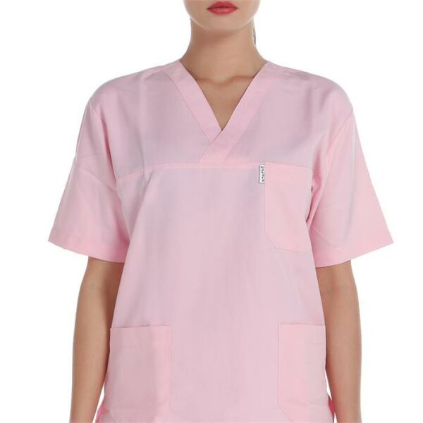 V Yaka Ceket Kısa Kol Pembe