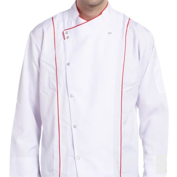 Aşçı Ceketi Beyaz Kırmızı Biyeli T Model