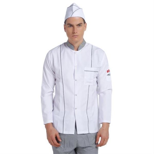 Aşçı Ceketi Beyaz Uzun Kol Çatal Bıçak Pötikare Garnitürlü