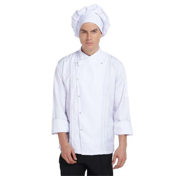 Aşçı Ceketi Beyaz Gümüş Biyeli T Model