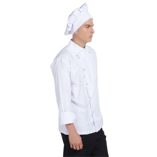 Aşçı Ceketi Beyaz Gümüş Biyeli T Model