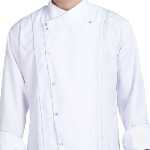 Aşçı Ceketi Beyaz Gümüş Biyeli T Model