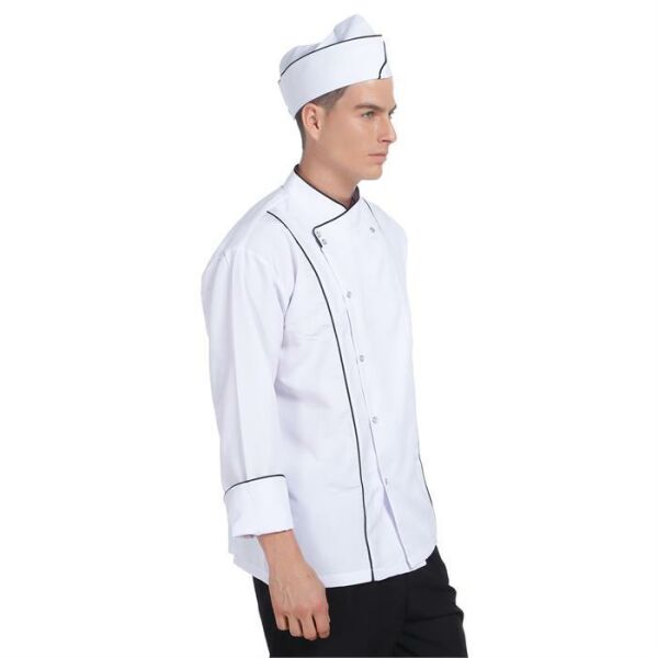 Aşçı Ceketi Beyaz Siyah Biyeli T Model