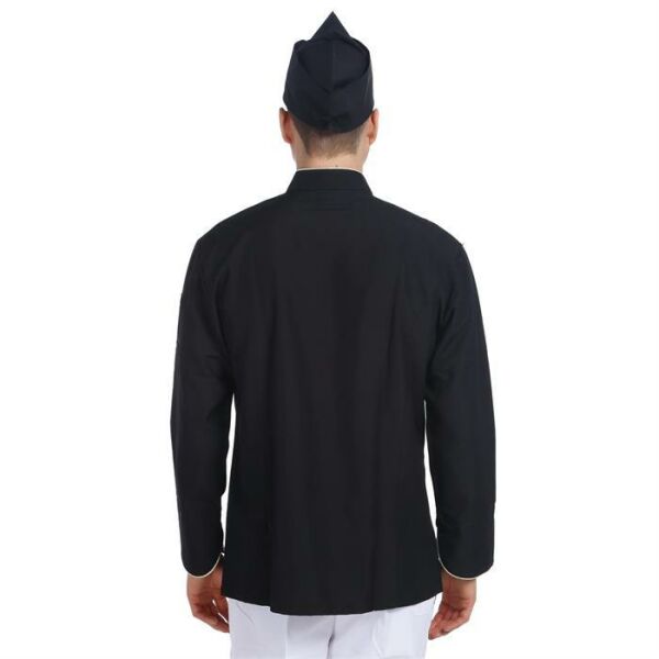 Aşçı Ceketi Siyah Altın Rengi Biyeli T Model