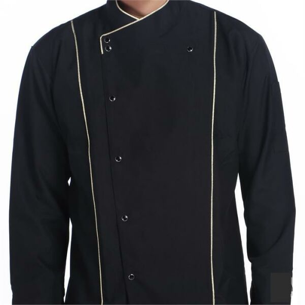 Aşçı Ceketi Siyah Altın Rengi Biyeli T Model