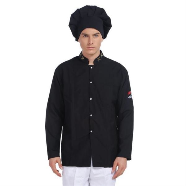 Aşçı Ceketi Siyah Çatal Bıçak Garnitürlü