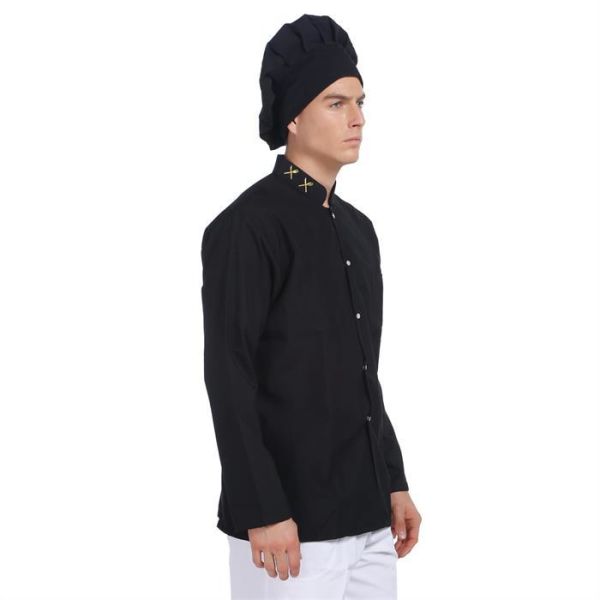 Aşçı Ceketi Siyah Çatal Bıçak Garnitürlü