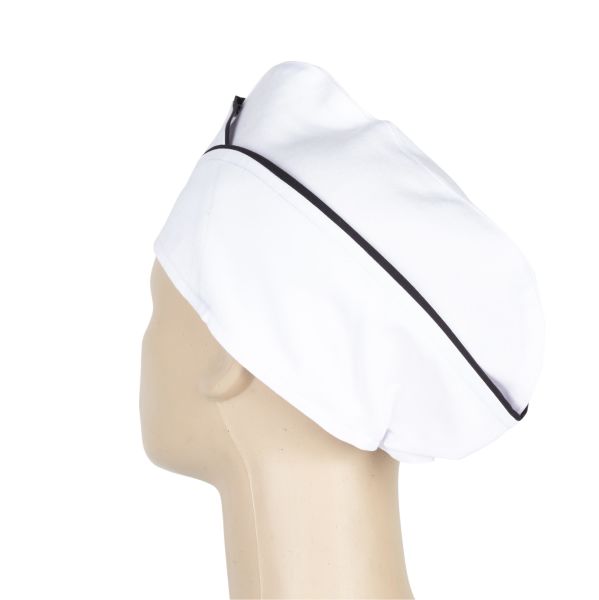 Aşçı Şapkası Beyaz Siyah Biyeli