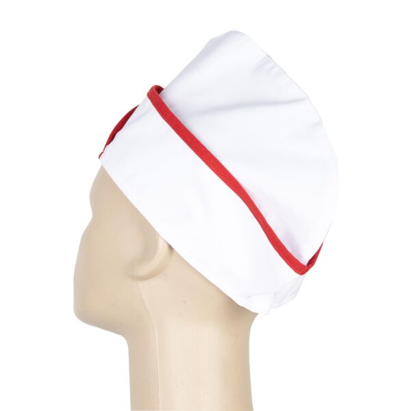 Aşçı Şapkası Beyaz Kırmızı Biyeli