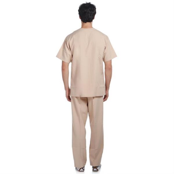 V Yaka Takım Kısa Kol Bej