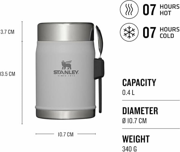 Stanley Classic Legendary Yemek Termosu Kaşıklı 0,4 L Gri