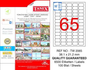 Tanex Tw-2065 38,1X21,2 mm Lazer Etiket 100'Lü