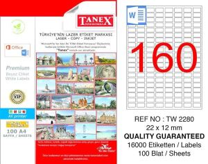 Tanex Tw-2280 22X12 mm Lazer Etiket 100'Lü