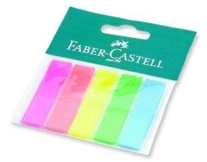 Faber Castell Yapışkanlı Plastik Ayraç 12x50 mm 5x25 sayfa (Film index) Postit