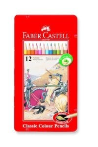 Faber Castell Metal Kutu Kuruboya Kalemi 12 Renk