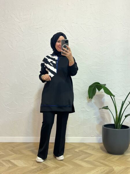 Kadın 10390 Zebra Detaylı Tunik