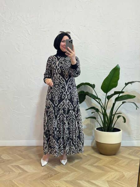 Kadın 7063 Şal Desen Elbise