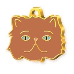 Altın Kaplama İran Kedisi Kedi Künyesi (Sarı)
