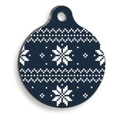 Christmas Serisi Black&White Pattern Yuvarlak Kedi ve Köpek Künyesi