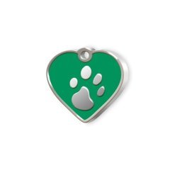 Kalp Şeklinde Mineli Küçük Kedi Köpek Künyesi Yeşil