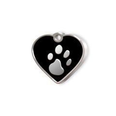 Kalp Şeklinde Mineli Küçük Kedi Köpek Künyesi Siyah