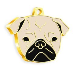 Altın Kaplama Pug Köpek Künyesi (Krem)