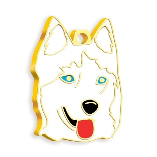 Altın Kaplama Sibirya Kurdu Köpek Künyesi (Beyaz)