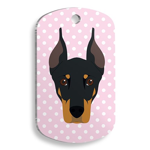 Pembe Puantiyeli Doberman Pinscher Asker Kedi ve Köpek Künyesi