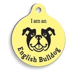 Sarı English Bulldog Yuvarlak Köpek Künyesi