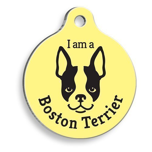 Sarı Boston Terrier Yuvarlak Köpek Künyesi