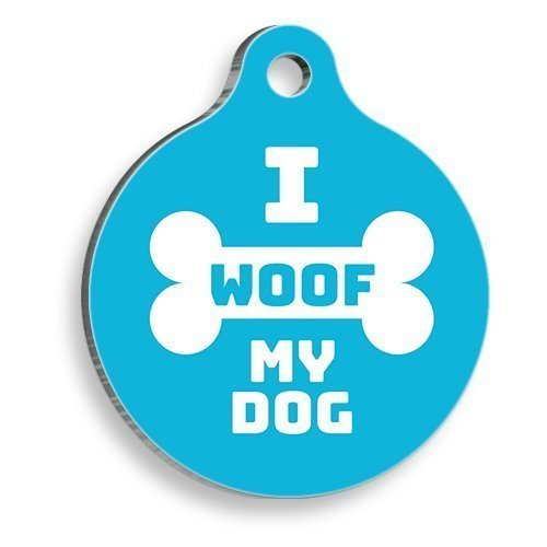 I Woof My Dog Mavi Yuvarlak Köpek Künyesi