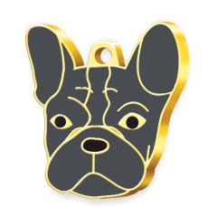 Altın Kaplama French Bulldog Köpek Künyesi (Gri)
