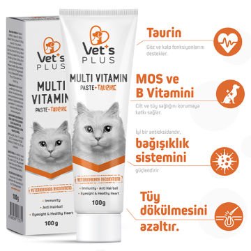 Vet's Plus Sağlıklı Kediler için Taurinli Multi-Vitamin Kedi Macunu 100gr