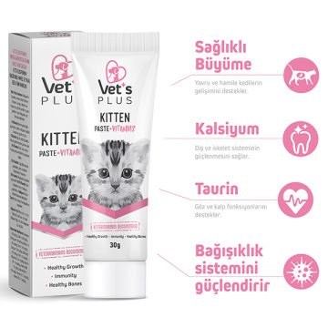 Vet's Plus Hamile ve Yavru Kediler için Kalsiyumlu Multi Vitamin Kedi Macunu 30gr