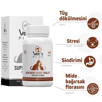 Vet's Plus Brewers Yeast Sindirim Sistemi Düzenleyici Kedi ve Köpek Sarımsaklı Maya Tableti (100'lü)