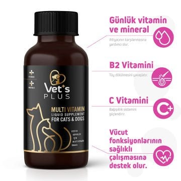 Vet's Plus Multivitamin Kedi ve Köpekler için Sıvı Vitamin Damla 100ml