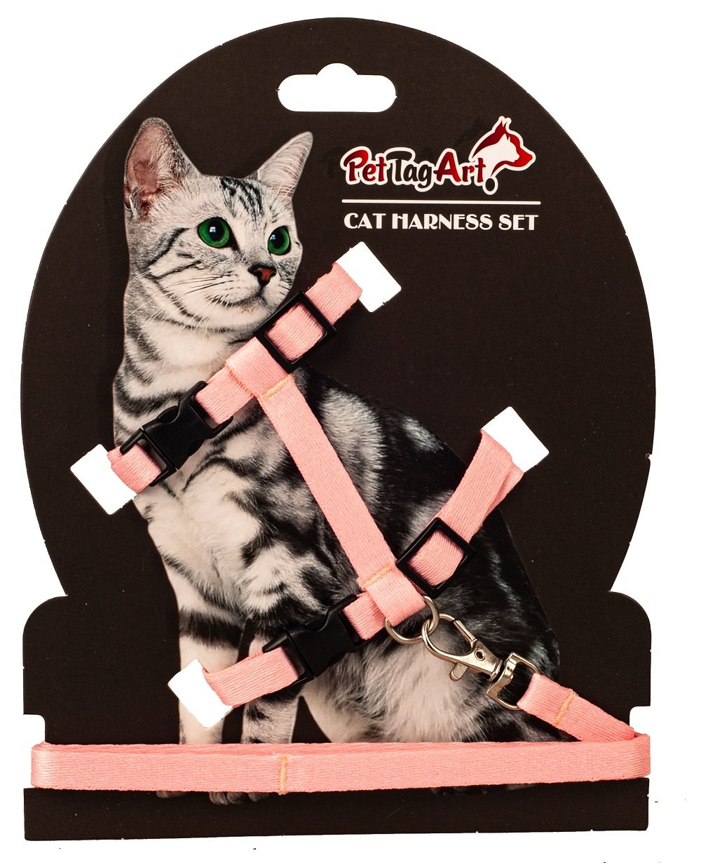 Ayarlanabilir Kedi Göğüs Tasma Seti Somon 10 mm 110 cm